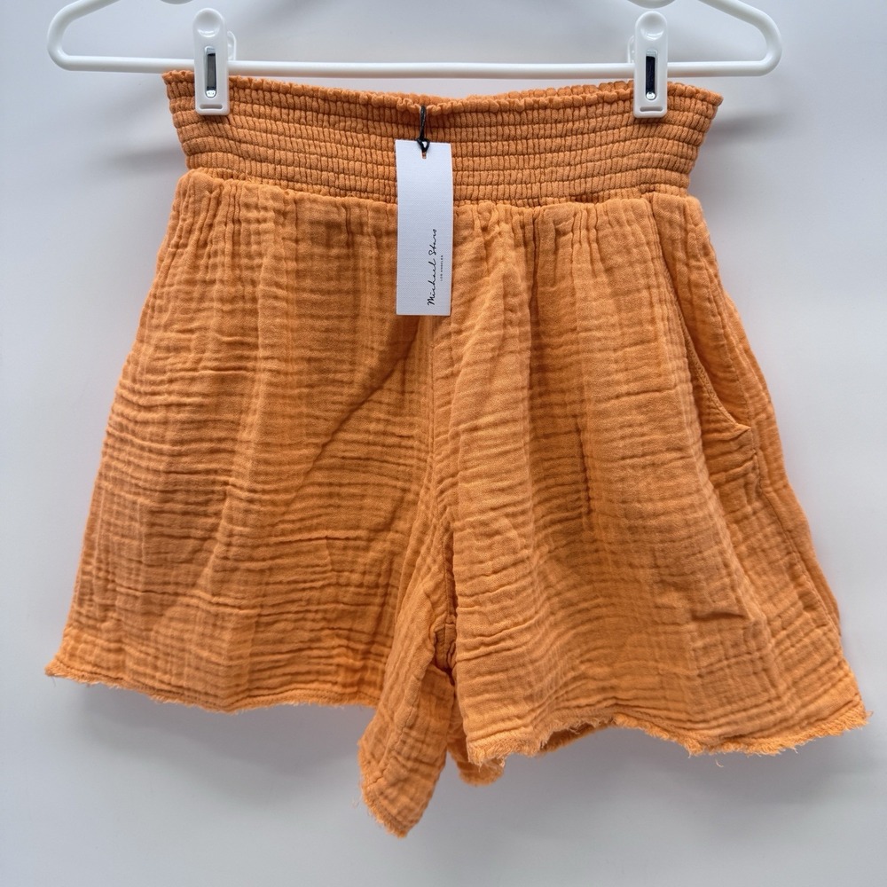 Michael Stars Sia Short Womens Small Double Gauze Mermalade Orange DGZ73